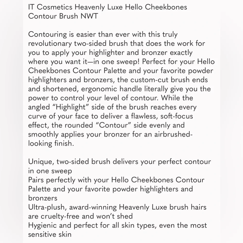 IT Cosmetics Heavenly Luxe Hello Cheekbones Contour Brush NWT